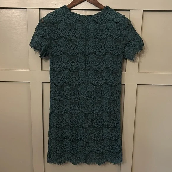 Lulus Take Me to Brunch Dark Green Lace Shift Dress Size Small - Picture 9 of 12